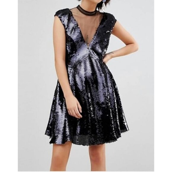 Free People Dresses & Skirts - NWT Free People Dance Till Dawn Black Sequin Large Dress L